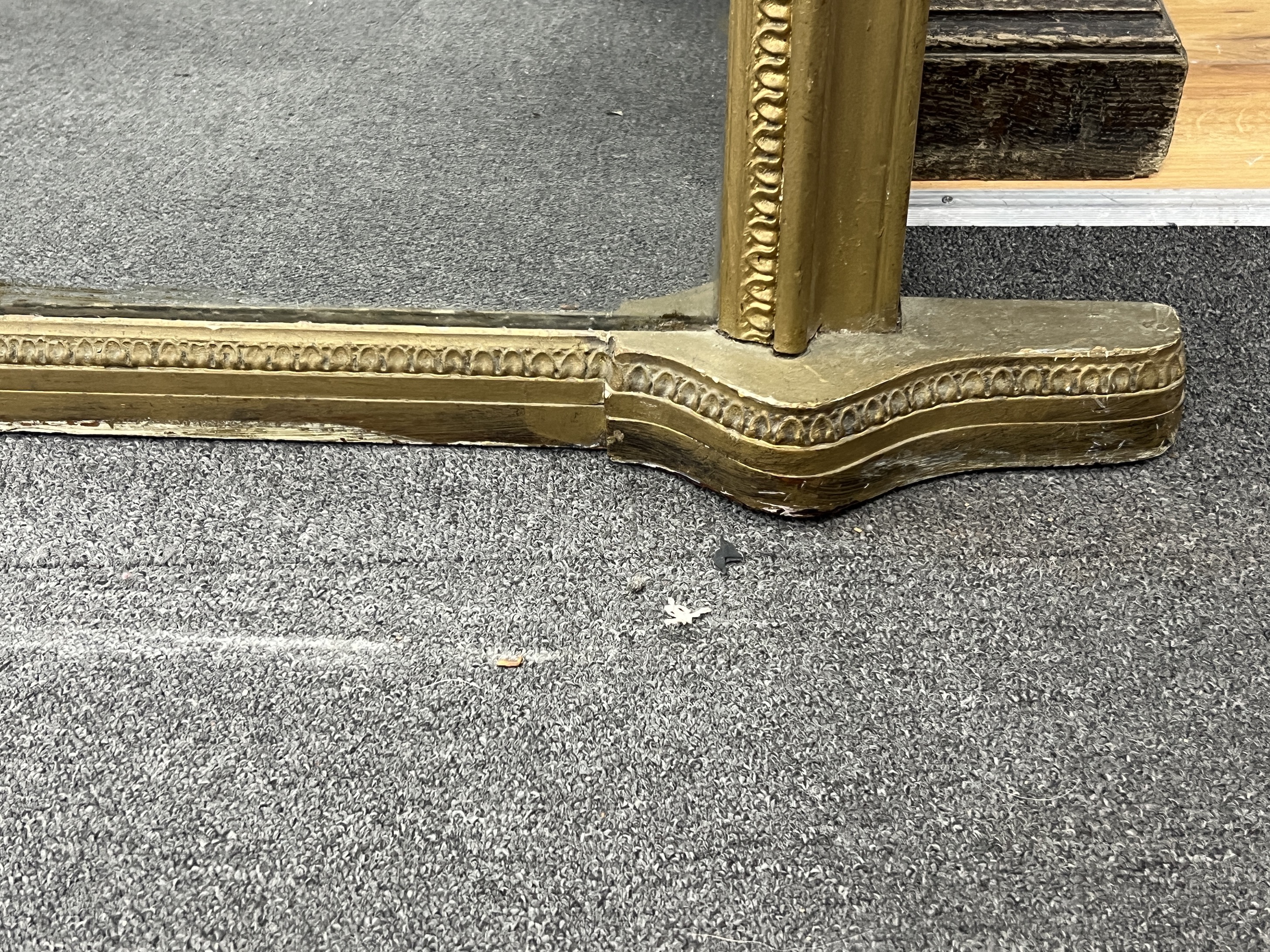 A Victorian giltwood and composition overmantel mirror, width 160cm, height 144cm